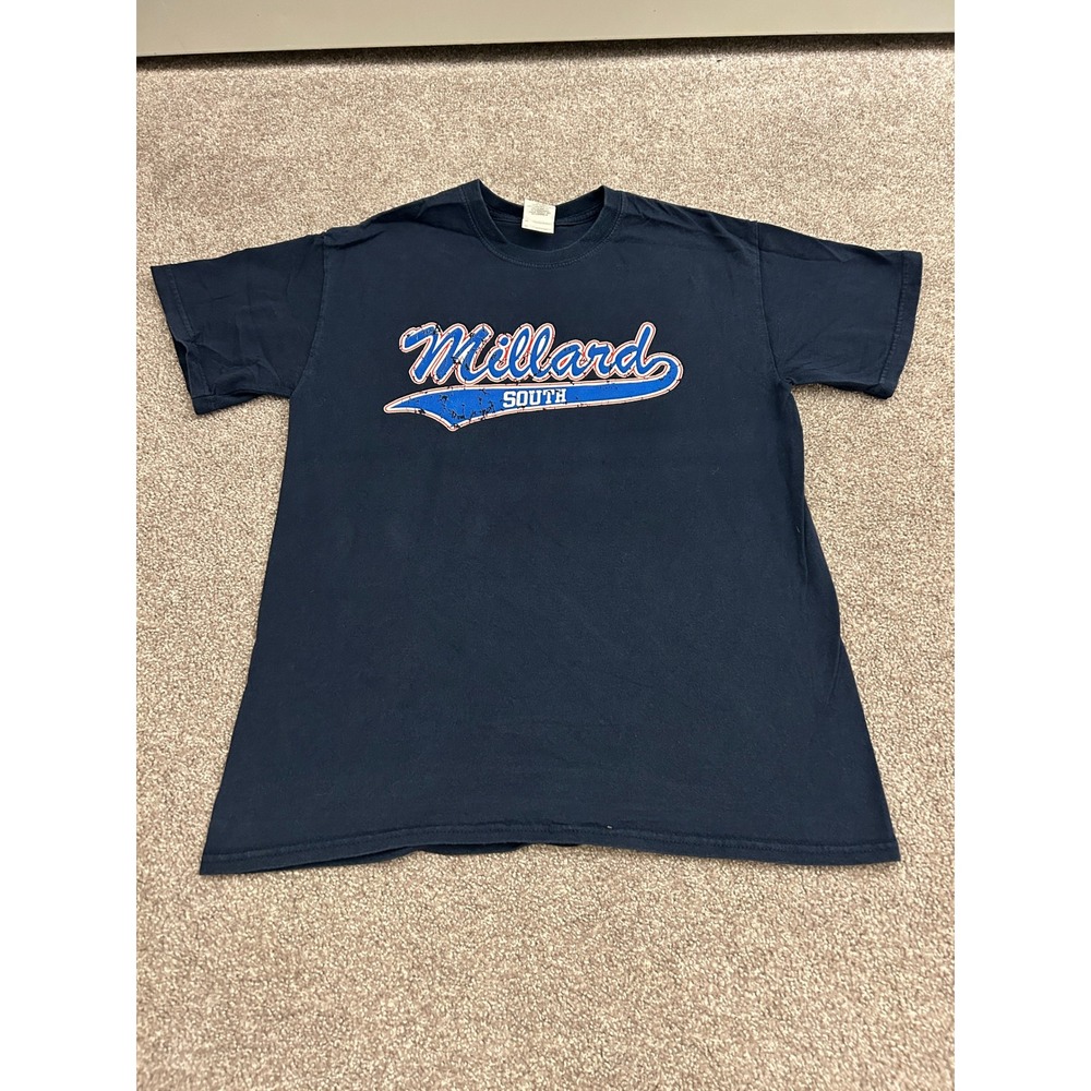 Vintage Millard South Patriots T-Shirt Mens M Navy Blue Good Distressed Graphic